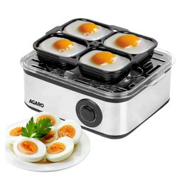 AGARO Grand Egg Boiler and Poacher, 2-in-1, Boils 8 Eggs, Poaches 4 Eggs, 500W, Steams Vegetables, Stainless Steel Body Silver-image-2