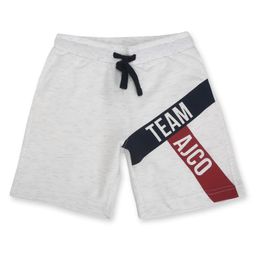 ALAN JONES Cotton Blend Knit Team Ajco Text Printed Shorts - Light Grey-image-78