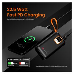 Portronics POR-1990 Ampbox 10K 10000 mAh Power Bank with 22.5W Fast Charging Dual Output-Black image 3