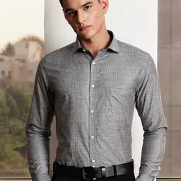 INVICTUS Men Premium Slim Fit Striped Cutaway Collar Pure Cotton Formal Shirt-image-50