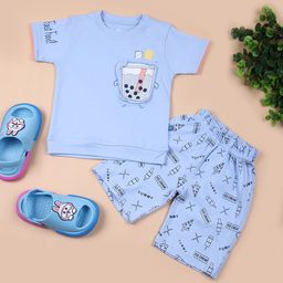 V-Mart Boys Printed Pure Cotton T-Shirt With Shorts-picture-42