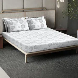 KLOTTHE Off White Floral 400 TC King Bedsheet with 4 Pillow Covers-image-73