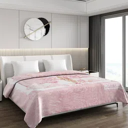 Monte Carlo Pink & White Floral GSM 1000 Heavy Winter Double Bed Blanket-image-44