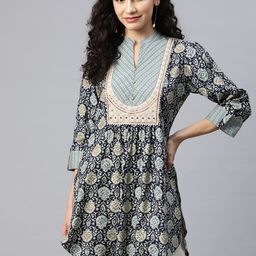 Nayam By Lakshita Modal Mandarin Collar Printed Ethnic Tunic-image-73