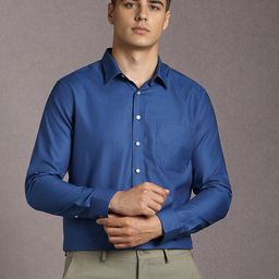 Louis Philippe Men Textured Spread Collar Pure Cotton Formal Shirt-picture-10