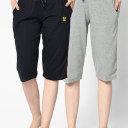 VIMAL JONNEY Women Pack of 2 Solid Lounge Pants-image-75