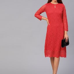 Athena Women Red Self-Design Sheath Dress-picture-25