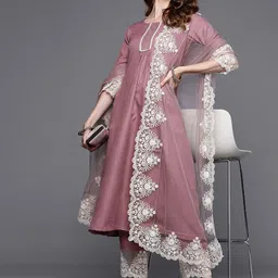 SRILICA Women Solid Kurta with Trousers & Dupatta-picture-5