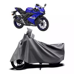 Auto Pearl Two Wheeler Cover with Bag for Yamaha R15 V3, Silver-image-91
