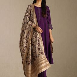 Soch Yoke Design Zari Details Straight Kurta With Trousers & Dupatta-image-27