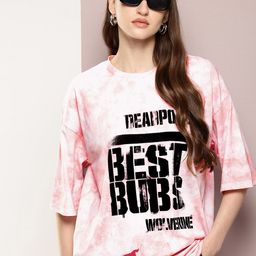 Kook N Keech Marvel Typography Tie & Dye Printed Oversized Drop-Shoulder Sleeves T-shirt-image-60