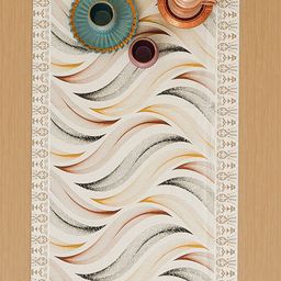 Kuber Industries Grey & Cream-Colored Wave Printed Table Runner image 3