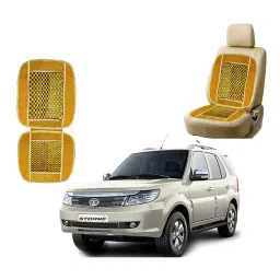 Auto Pearl Polyester, Cotton Front Vehicle Seating Pad Beige for Tata Safari Storme-34