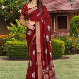 J 6 DESIGNER Ethnic Motifs Art Silk Handloom Block Print Saree-picture-29