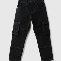 United Colors of Benetton Boys Mid-Rise Cotton Straight Fit Slash Knee Jeans-34