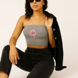 CORSICA Women Ribbed Strapless Cotton Tube Crop Top-image-97