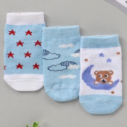 Cute Walk by Babyhug Ankle Length Antibacterial Socks Star & Clouds Print Pack Of 3 - Multicolor-image-20