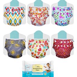 SuperBottoms Cloth Diaper and XtraHydrating Wipes 72 Pack Freesize and Reusable Diaper - Multicolour-10