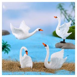 Chocozone Pack of 4 Goose Miniatures Garden Decoration Items Indoor Garden Landscape Decor-47
