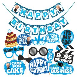 Wobbox Happy Birthday Props, Happy Birthday Banner, Boss Baby Theme Decoration Items Blue -Pack Of 14-image-75