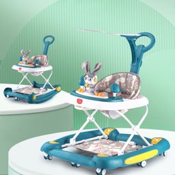 Play Nation 2 in 1 Unicorn Foldable Baby Walker Cum Rocker With Parental Handle & Upper Sun Shade - Blue-15