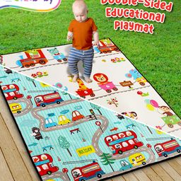 Intellibaby Animal Holiday Time Educational Play Mat for Kids | Soft | Boosts Creativity | Non-Toxic | Waterproof | Anti-Skid | Large Size | Lightweight | Reversible | Easy to Clean | Perfect for Babies & Toddlers | Paediatrician Approved-13