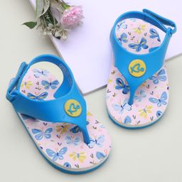 Babyoye Velcro Closure Flip Flops With Butterfly Print - Blue-image-72