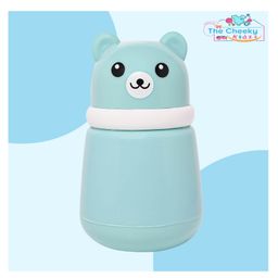 The Cheeky Kidzz Baby Skin Care Powder Puff Box With Cute Bear Face Holder Container Leakproof For Babies/Toddlers/New Borns (BLUE)-4
