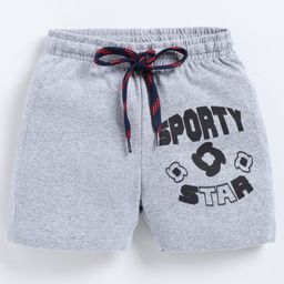 Parrot Crow Cotton Knit Sporty Star Text Printed Shorts - Grey-image-67