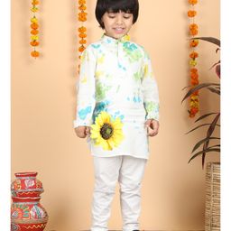 Polka Tots Cotton Woven Full Sleeves Colour Splash Printed Kurta Pyjama Set - Multi Colour-image-21