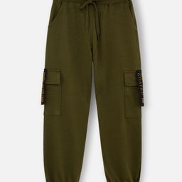 Nap Chief Pure Cotton Knit Solid Cargo Joggers - Green-picture-0
