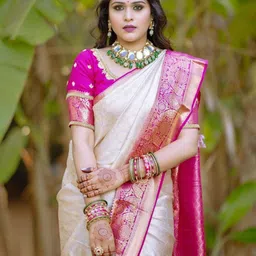 KAYOMMI Woven Design Zari Satin Banarasi Saree-43