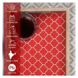 VarEesha Moroccan Red Mango Wood Rectangular Trays Set of Two image 2