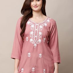 TULIP 21 Women Floral Embroidered Chikankari Straight Kurti-image-47