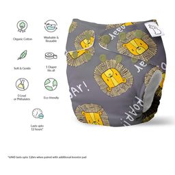SuperBottoms Cloth Diaper and XtraHydrating Wipes 72 Pack Freesize and Reusable Diaper - Multicolour image 3