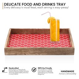 VarEesha Moroccan Red Mango Wood Rectangular Trays Set of Two image 4