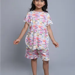 Little Clothings Girls Marble Printed Organic Cotton Night Suit-picture-33