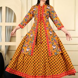 DSS FASHION Women Floral Printed Pure Cotton Panelled Anarkali Kurti-28