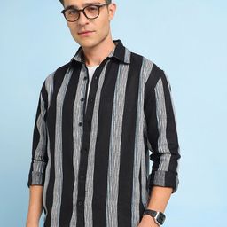 Dennis Lingo Men Relaxed Fit Spread Collar Vertical Striped Cotton Casual Shirt-image-52