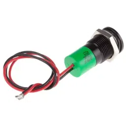 RS PRO Green Panel Mount Indicator 220V AC, Mounting Hole Size 14 mm, Termination Type Lead Wires, IP Rating IP67, Model No 7039018 image 2