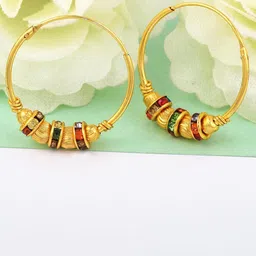 MEMOIR Gold-Plated Circular Stone Studded Triple Strand Hoop Earrings-image-1