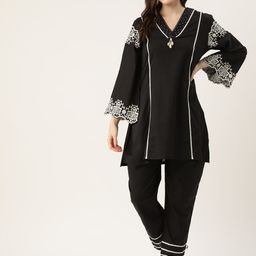MISRI Embroidered Regular Beads & Stones Pure Cotton Kurti with Trousers-image-76