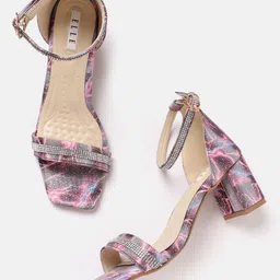 ELLE Women Printed & Embellished Party Block Heels-5