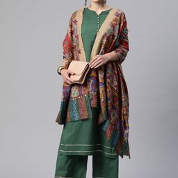 WEAVERS VILLA Women Red & Beige Printed Shawl-18