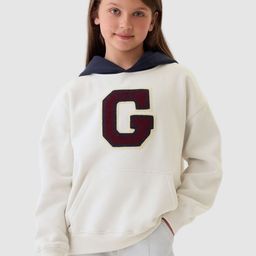 GAP Kids Colourblocked Relaxed Fit Appliqued Logo Hooded Sweatshirt-image-67