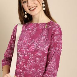Anouk Women Pink Ethnic Motifs Printed Regular Pure Cotton Kurta with Trousers-35