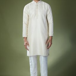 RNG Safawala Men Ethnic Motifs Embroidered Regular Thread Work Dupion Silk Kurta with Trousers image 2