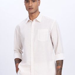 Eszett Striped Spread Collar Casual Cotton Shirt-image-78