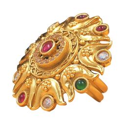 JYONA Gold-Plated Artificial Stones Studded Adjustable Finger Ring image 2