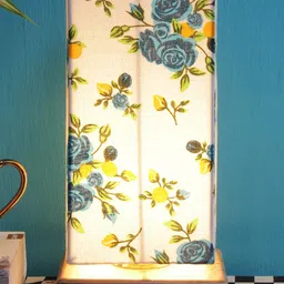 Devansh White & Blue Printed Traditional Column Table Lamp with Shade image 4
